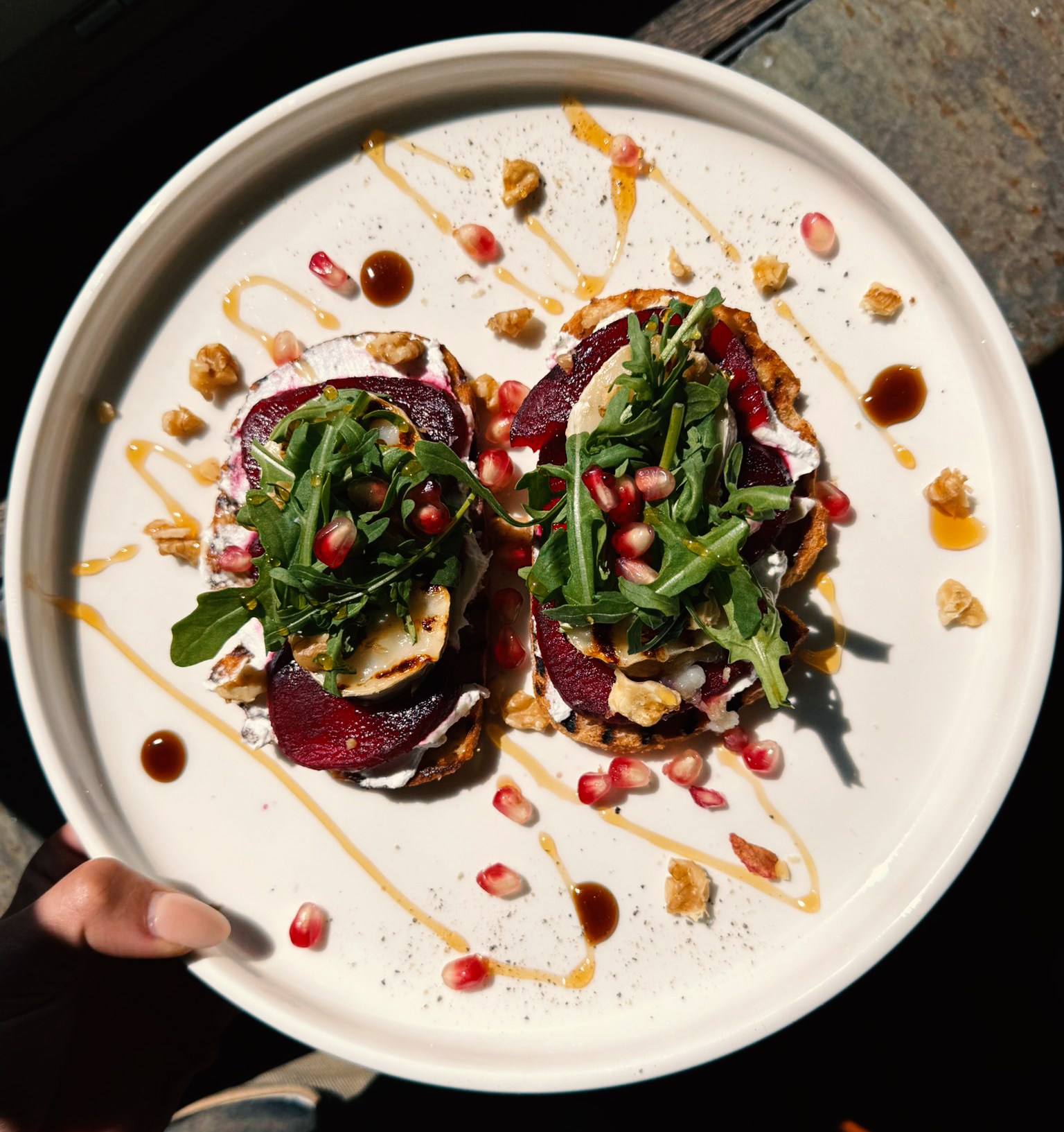 Artfully plated healthy salad with seasonal ingredients